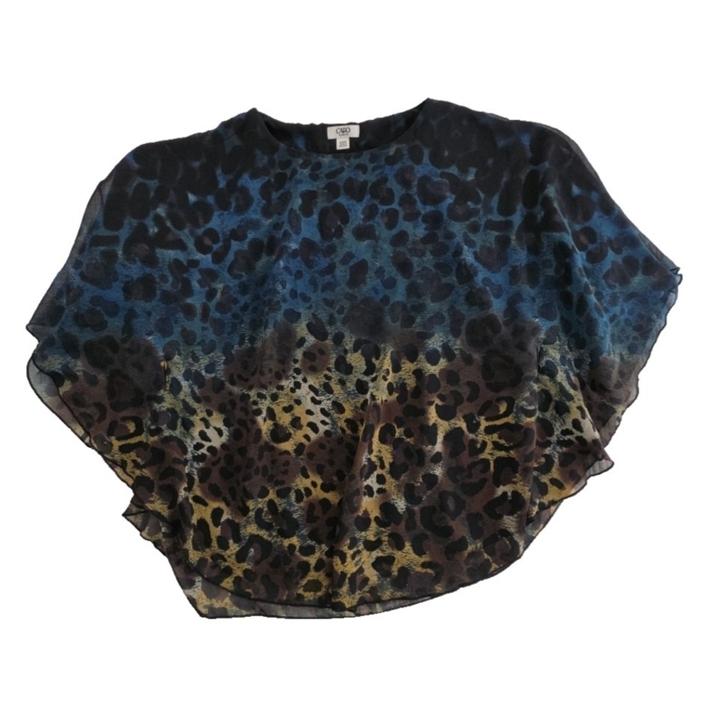 Cato Flutter Wing Tunic Womens 18/20W Brown Blue Black Lined No Belt Butterfly